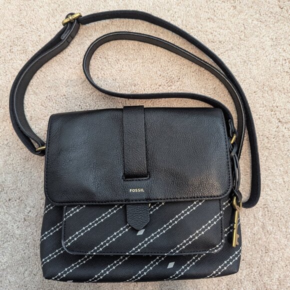 Original Fossil Kinley Small Crossbody Bag in Black/Bone - Picture 2 of 9